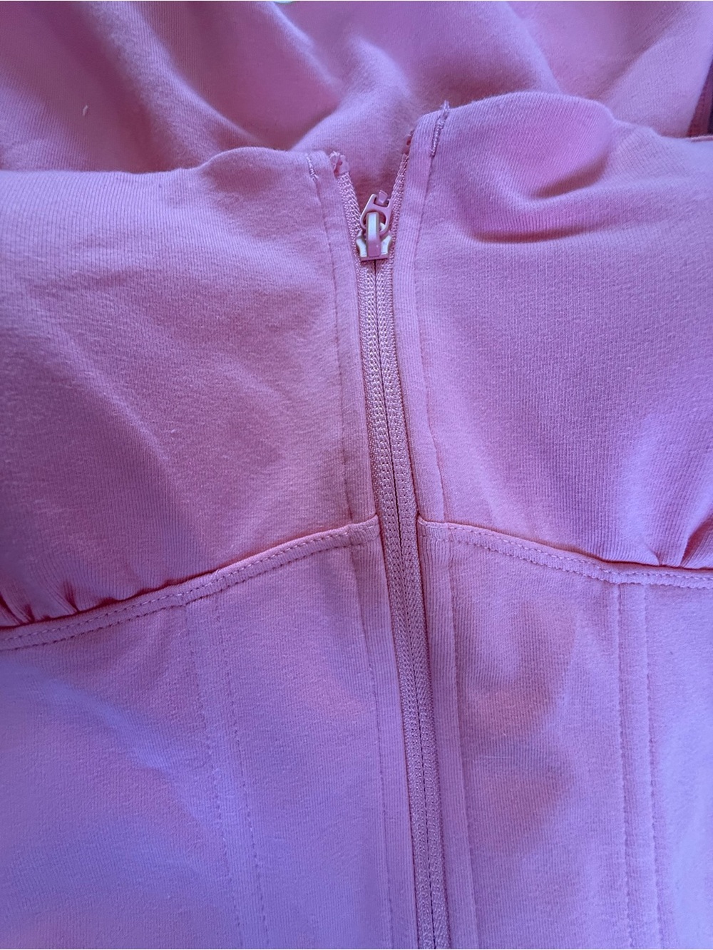 TA3 Pink Coral Corsety Square Neck Sleeveless Top Size Large Full Zip NWT - Picture 8 of 13